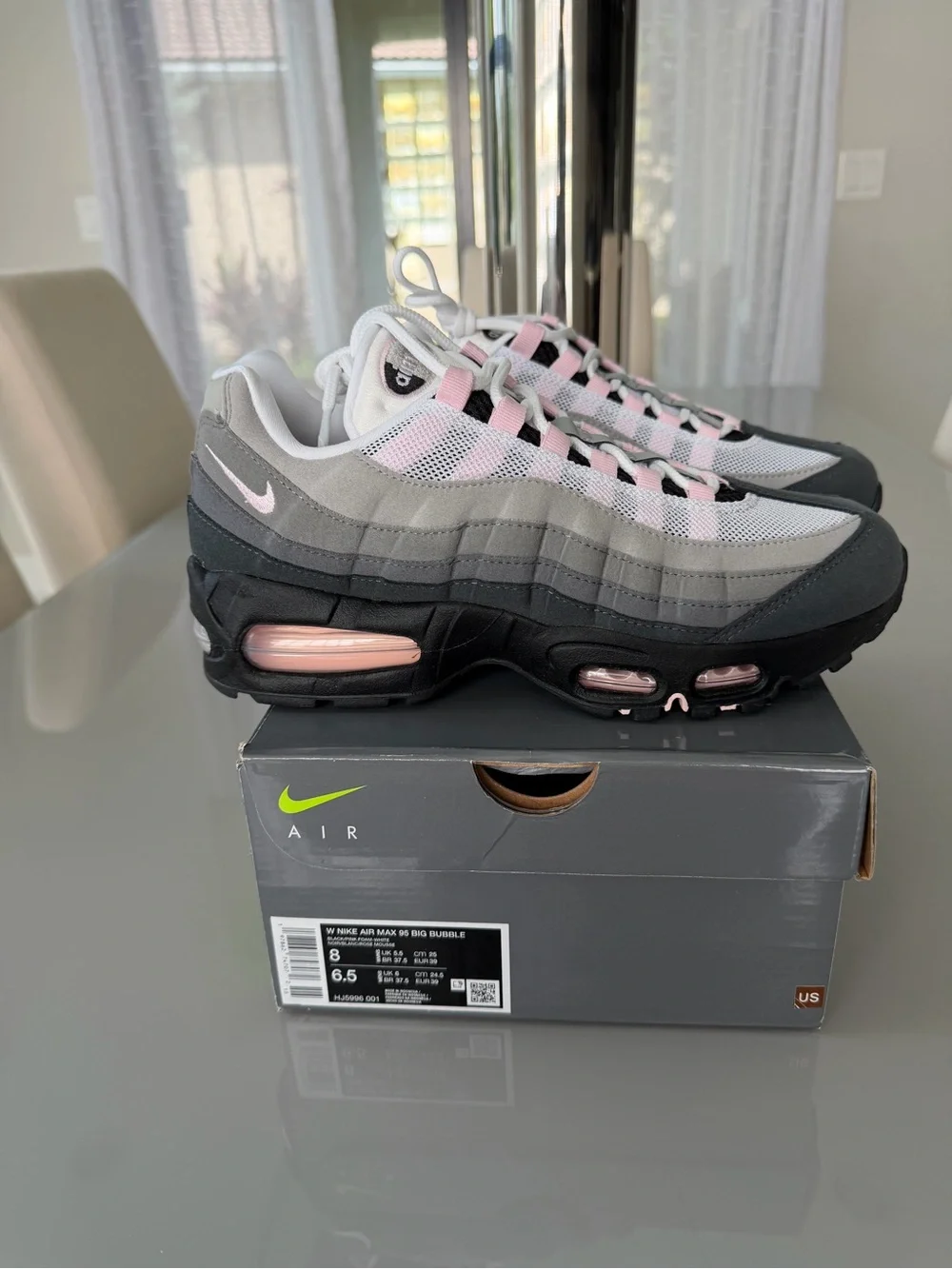 Nike Air Max 95 Pink Foam Women Size 8- Black, Gray & Pink Accent